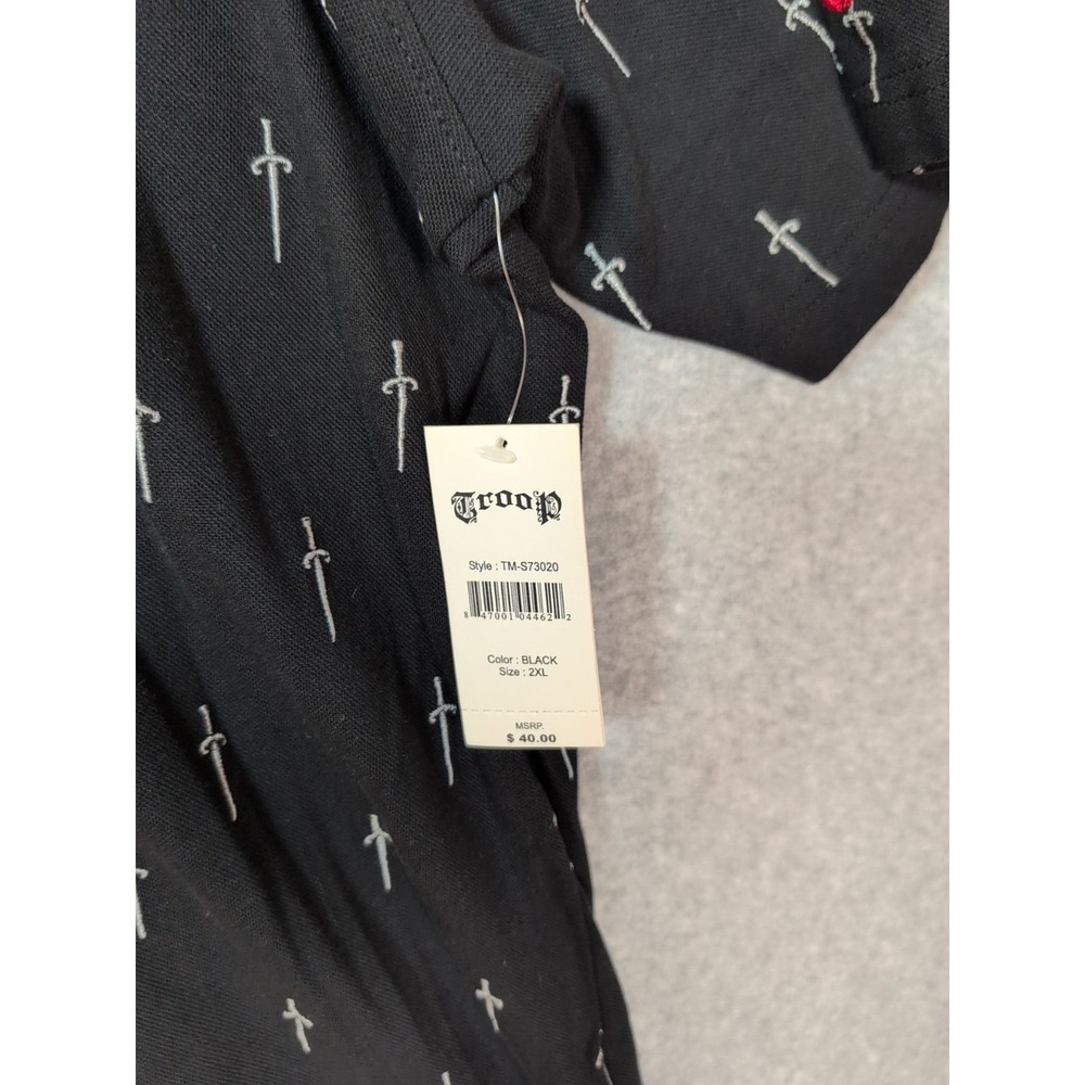 Troop NYC Born in The Bronx Polo Shirt Mens 2xl Embroidered Dagger Print Hip Hop - Picture 4 of 12